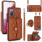 For Samsung Galaxy S20 FE Crossbody Rhombic Horizontal Wallet Leather Phone Case(Brown) - 1