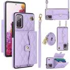 For Samsung Galaxy S20 FE Crossbody Rhombic Horizontal Wallet Leather Phone Case(Purple) - 1