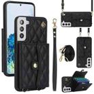 For Samsung Galaxy S22+ 5G Crossbody Rhombic Horizontal Wallet Leather Phone Case(Black) - 1