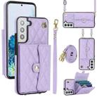 For Samsung Galaxy S22+ 5G Crossbody Rhombic Horizontal Wallet Leather Phone Case(Purple) - 1