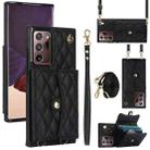 For Samsung Galaxy Note20 Ultra Crossbody Rhombic Horizontal Wallet Leather Phone Case(Black) - 1