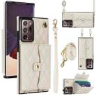 For Samsung Galaxy Note20 Ultra Crossbody Rhombic Horizontal Wallet Leather Phone Case(White) - 1