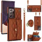 For Samsung Galaxy Note20 Ultra Crossbody Rhombic Horizontal Wallet Leather Phone Case(Brown) - 1