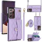 For Samsung Galaxy Note20 Ultra Crossbody Rhombic Horizontal Wallet Leather Phone Case(Purple) - 1