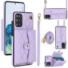 For Samsung Galaxy S20+ Crossbody Rhombic Horizontal Wallet Leather Phone Case(Purple) - 1