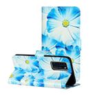 For Huawei P40 Colored Drawing Marble Pattern Horizontal Flip PU Leather Case with Holder & Card Slots & Wallet(Blue Flower) - 1