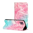 For Huawei P40 Lite Colored Drawing Marble Pattern Horizontal Flip PU Leather Case with Holder & Card Slots & Wallet(Pink Green Marble) - 1