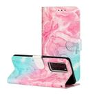 For Huawei P40 Pro Colored Drawing Marble Pattern Horizontal Flip PU Leather Case with Holder & Card Slots & Wallet(Pink Green Marble) - 1