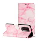 For Huawei P40 Pro Colored Drawing Marble Pattern Horizontal Flip PU Leather Case with Holder & Card Slots & Wallet(Pink Marble) - 1