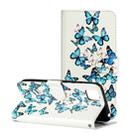 For Huawei Y5p Colored Drawing Marble Pattern Horizontal Flip PU Leather Case with Holder & Card Slots & Wallet(Blue Butterfly) - 1