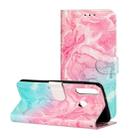 For Huawei Y6p Colored Drawing Marble Pattern Horizontal Flip PU Leather Case with Holder & Card Slots & Wallet(Pink Green Marble) - 1