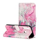 For Huawei Y6p Colored Drawing Marble Pattern Horizontal Flip PU Leather Case with Holder & Card Slots & Wallet(Pink Sea Water) - 1