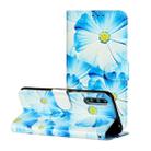 For Huawei Y8p / Enjoy 10s Colored Drawing Marble Pattern Horizontal Flip PU Leather Case with Holder & Card Slots & Wallet(Blue Flower) - 1