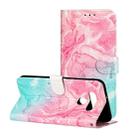 For LG K51 Colored Drawing Marble Pattern Horizontal Flip PU Leather Case with Holder & Card Slots & Wallet(Pink Green Marble) - 1