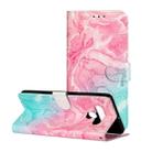 For LG Stylo 6 Colored Drawing Marble Pattern Horizontal Flip PU Leather Case with Holder & Card Slots & Wallet(Pink Green Marble) - 1