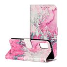 For Samsung Galaxy A41 Colored Drawing Marble Pattern Horizontal Flip PU Leather Case with Holder & Card Slots & Wallet(Pink Sea Water) - 1