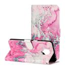 For Xiaomi Redmi Note 9 Pro Colored Drawing Marble Pattern Horizontal Flip PU Leather Case with Holder & Card Slots & Wallet(Pink Sea Water) - 1