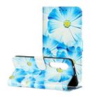 For Xiaomi Mi Note 10 Lite Colored Drawing Marble Pattern Horizontal Flip PU Leather Case with Holder & Card Slots & Wallet(Blue Flower) - 1