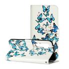 For Xiaomi Mi Note 10 Lite Colored Drawing Marble Pattern Horizontal Flip PU Leather Case with Holder & Card Slots & Wallet(Blue Butterfly) - 1