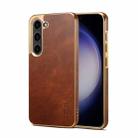 For Samsung Galaxy S23 5G Denior Oil Wax Leather Electroplating Phone Case(Brown) - 1