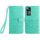 For Xiaomi 12T Rhombic Texture Leather Phone Case with Lanyard(Green) - 1
