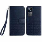 For Xiaomi 12T Rhombic Texture Leather Phone Case with Lanyard(Blue) - 1