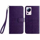 For Xiaomi 13 Lite Rhombic Texture Leather Phone Case with Lanyard(Purple) - 1