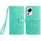For Xiaomi 13 Lite Rhombic Texture Leather Phone Case with Lanyard(Green) - 1