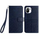 For Xiaomi Mi 11 Lite Rhombic Texture Leather Phone Case with Lanyard(Blue) - 1