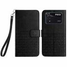 For Xiaomi Poco M4 Pro Rhombic Texture Leather Phone Case with Lanyard(Black) - 1