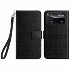 For Xiaomi Poco X4 Pro 5G Rhombic Texture Leather Phone Case with Lanyard(Black) - 1