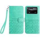 For Xiaomi Poco X4 Pro 5G Rhombic Texture Leather Phone Case with Lanyard(Green) - 1