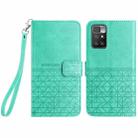 For Xiaomi Redmi 10 Rhombic Texture Leather Phone Case with Lanyard(Green) - 1