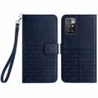 For Xiaomi Redmi 10 Rhombic Texture Leather Phone Case with Lanyard(Blue) - 1
