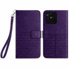 For Xiaomi Redmi 10C Rhombic Texture Leather Phone Case with Lanyard(Purple) - 1