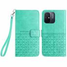 For Xiaomi Redmi 12C Rhombic Texture Leather Phone Case with Lanyard(Green) - 1