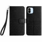 For Xiaomi Redmi A2 / A1 Rhombic Texture Leather Phone Case with Lanyard(Black) - 1