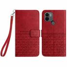 For Xiaomi Redmi A2+ / A1+ Rhombic Texture Leather Phone Case with Lanyard(Red) - 1