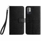 For Xiaomi Redmi Note 10 5G Rhombic Texture Leather Phone Case with Lanyard(Black) - 1