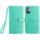 For Xiaomi Redmi Note 10 5G Rhombic Texture Leather Phone Case with Lanyard(Green) - 1