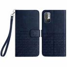 For Xiaomi Redmi Note 10 5G Rhombic Texture Leather Phone Case with Lanyard(Blue) - 1