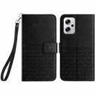 For Xiaomi Redmi Note 11T Pro Rhombic Texture Leather Phone Case with Lanyard(Black) - 1