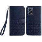 For Xiaomi Redmi Note 12 5G Global Rhombic Texture Leather Phone Case with Lanyard(Blue) - 1