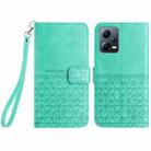 For Xiaomi Redmi Note 12 Pro 5G Global Rhombic Texture Leather Phone Case with Lanyard(Green) - 1