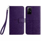 For Xiaomi Redmi Note 12S Rhombic Texture Leather Phone Case with Lanyard(Purple) - 1