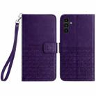For Samsung Galaxy A14 Rhombic Texture Leather Phone Case with Lanyard(Purple) - 1
