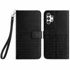 For Samsung Galaxy A32 4G Rhombic Texture Leather Phone Case with Lanyard(Black) - 1