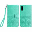 For Samsung Galaxy A50 Rhombic Texture Leather Phone Case with Lanyard(Green) - 1