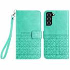 For Samsung Galaxy S21 5G Rhombic Texture Leather Phone Case with Lanyard(Green) - 1