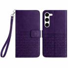 For Samsung Galaxy S23 5G Rhombic Texture Leather Phone Case with Lanyard(Purple) - 1